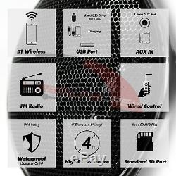 1000W AMP Waterproof Bluetooth Motorcycle Audio Stereo Speakers MP3 System Radio
