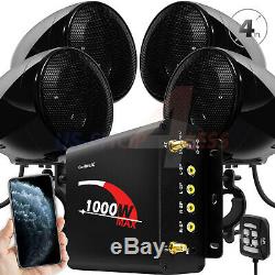 1000W Amplifier Bluetooth Motorcycle Stereo 4 Speakers Audio MP3 System FM Radio