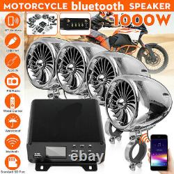 1000W Motorcycle bluetooth 4 Speakers Audio Stereo Amp System USB FM ATV UTV