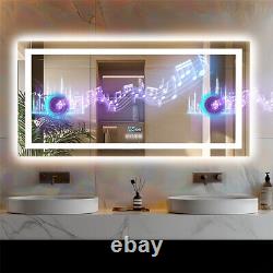 100x60cm Illuminated LED Bathroom Mirror Makeup Stereo Bluetooth Speaker Sound