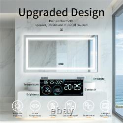 100x60cm Illuminated LED Bathroom Mirror Makeup Stereo Bluetooth Speaker Sound