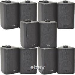 10x 60W 2 Way Black Wall Mounted Stereo Speakers -3 8Ohm- Mini Background Music