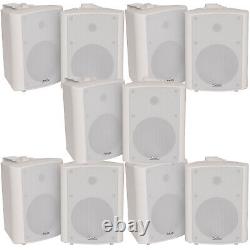 10x 90W White Wall Mounted Stereo Speakers 5.25 8Ohm Quality Home Audio Music