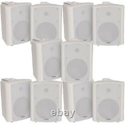 10x 90W White Wall Mounted Stereo Speakers 5.25 8Ohm Quality Home Audio Music