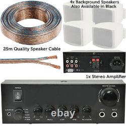 110W Mini Stereo Amplifier System -4x Background Wall Speaker Bedroom Office AUX