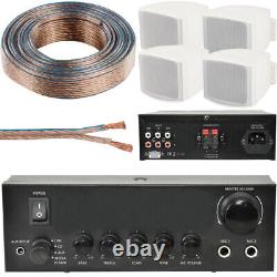 110W Mini Stereo Amplifier System 4x Background Wall Speaker Bedroom Office AUX