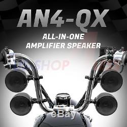 1200W AMP Bluetooth Waterproof Motorcycle Stereo 4 Speaker Audio MP3 System AUX