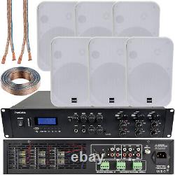 1200W Bluetooth Sound System 6x 200W White Wall Speaker 6 Zone Matrix Amplifier
