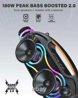 180W Peak Outdoor Bluetooth Speaker Bass Boost Party Sound System RGB Loud