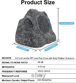 2X 6.5 Rock Bluetooth Speakers Outdoor Waterproof 400W Stereo Bass Garden Pool