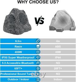 2X 6.5 Rock Bluetooth Speakers Outdoor Waterproof 400W Stereo Bass Garden Pool