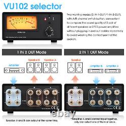 2 Way Amplifier/Speaker Selector Box with VU Meter Stereo Audio Manual Switcher