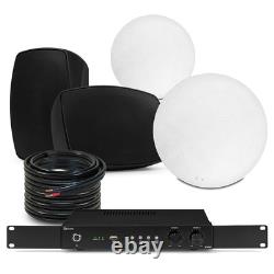 2-Zone Bluetooth Kitchen & Patio Speaker System Ceiling & 5.25 Wall Mount Set