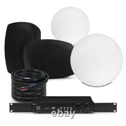 2-Zone Bluetooth Kitchen & Patio Speaker System Ceiling & 6.5 Wall Mount Set