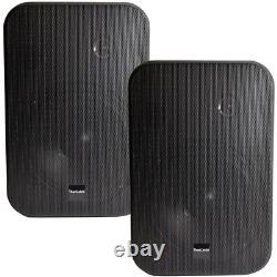 2x 6.5 200W Moisture Resistant Stereo Loud Speakers 8Ohm Black Wall Mounted