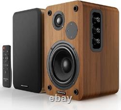 36W Active Bookshelf Speakers Customizable Sound & Multi-Input Options