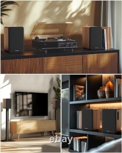 36W Active Bookshelf Speakers Customizable Sound & Multi-Input Options