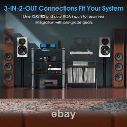 3-IN-2-OUT HIFI Stereo Amplifier Audio Speaker Selector with XLR IN, VU Meters 300W