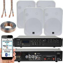 400W Bluetooth Sound System 4x White 200W Wall Speaker Channel HiFi Amplifier