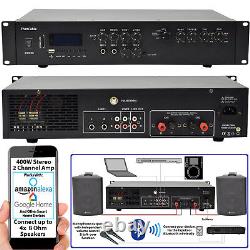 400W Stereo Bluetooth Amplifier 2 Channel Mixer HiFi Amp Wireless Loudspeaker