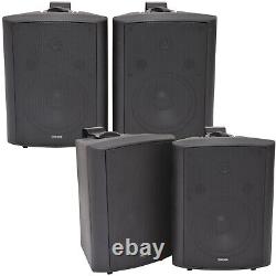 4x 180W Black Wall Mounted Stereo Speakers 8 8Ohm LOUD Premium Audio & Music
