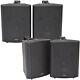 4x 180w Black Wall Mounted Stereo Speakers 8 8ohm Loud Premium Audio & Music