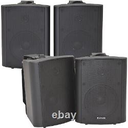 4x 90W Black Wall Mounted Stereo Speakers 5.25 8Ohm Quality Home Audio Music