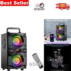 60W Portable Bluetooth Speaker with Double Subwoofer & LED Lights for Parties