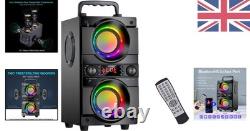 60W Portable Bluetooth Speaker with Double Subwoofer & LED Lights for Parties