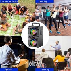 60W Portable Bluetooth Speaker with Double Subwoofer & LED Lights for Parties