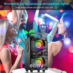 60W Portable Bluetooth Speaker with Double Subwoofer & LED Lights for Parties