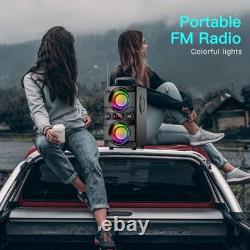 60W Portable Bluetooth Speaker with Double Subwoofer & LED Lights for Parties
