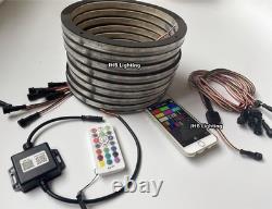 6pcs 6.5 RGB LED Car Loud Speaker Stereo Audio Ring Lights Remote+App Kit