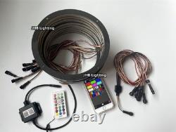 6pcs 6.5 RGB LED Car Loud Speaker Stereo Audio Ring Lights Remote+App Kit