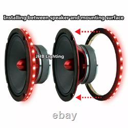 6pcs 6.5 RGB LED Car Loud Speaker Stereo Audio Ring Lights Remote+App Kit