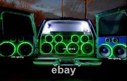 6pcs 6.5 RGB LED Car Loud Speaker Stereo Audio Ring Lights Remote+App Kit