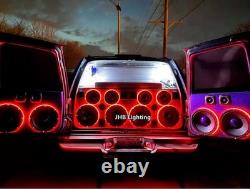 6pcs 6.5 RGB LED Car Loud Speaker Stereo Audio Ring Lights Remote+App Kit