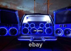 6pcs 6.5 RGB LED Car Loud Speaker Stereo Audio Ring Lights Remote+App Kit