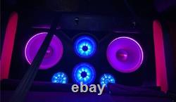 6pcs 6.5 RGB LED Car Loud Speaker Stereo Audio Ring Lights Remote+App Kit