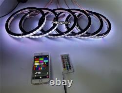 6pcs 6.5 RGB LED Car Loud Speaker Stereo Audio Ring Lights Remote+App Kit