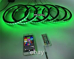 6pcs 6.5 RGB LED Car Loud Speaker Stereo Audio Ring Lights Remote+App Kit
