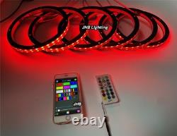 6pcs 6.5 RGB LED Car Loud Speaker Stereo Audio Ring Lights Remote+App Kit