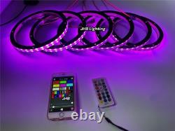 6pcs 6.5 RGB LED Car Loud Speaker Stereo Audio Ring Lights Remote+App Kit