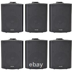 6x 120W Black Wall Mounted Stereo Speakers 6.5 8Ohm Premium Home Audio Music
