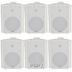 6x 120W White Wall Mounted Stereo Speakers 6.5 8Ohm Premium Home Audio Music