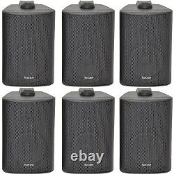 6x 60W 2 Way Black Wall Mounted Stereo Speakers 3 8Ohm Mini Background Music