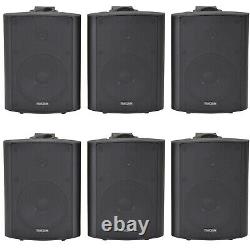 6x 90W Black Wall Mounted Stereo Speakers 5.25 8Ohm Quality Home Audio Music