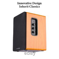 80W HiFi Sound System Wooden Bookshelf Speaker for TV Computer Sub-woofer Stereo