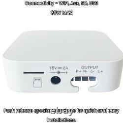 80W Mini WiFi Stereo Amplifier & 2x 80W Bathroom Ceiling Speaker Audio System