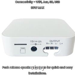 80W Mini WiFi Stereo Amplifier & 4x 70W 4 Black Outdoor Wall Speaker System